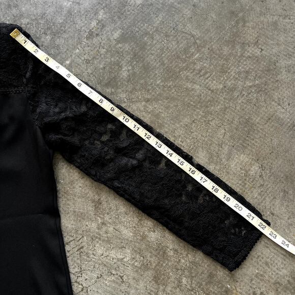 Victoria Morgan Vintage Black Lace Blouse 8 Mob Wife Whimsigoth Evening Top - Picture 8 of 9